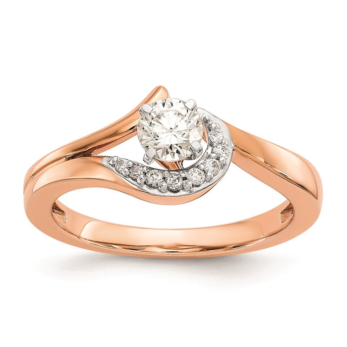 Buy Stylish 10K Rose Gold Bypass Engagement Ring with 1/20 Carat Diamond-1