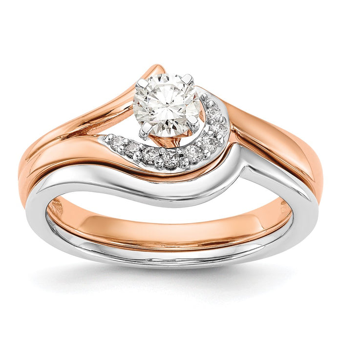 Exclusive 14K Rose Gold Bypass Engagement Ring with 1/20 Carat Diamonds-7