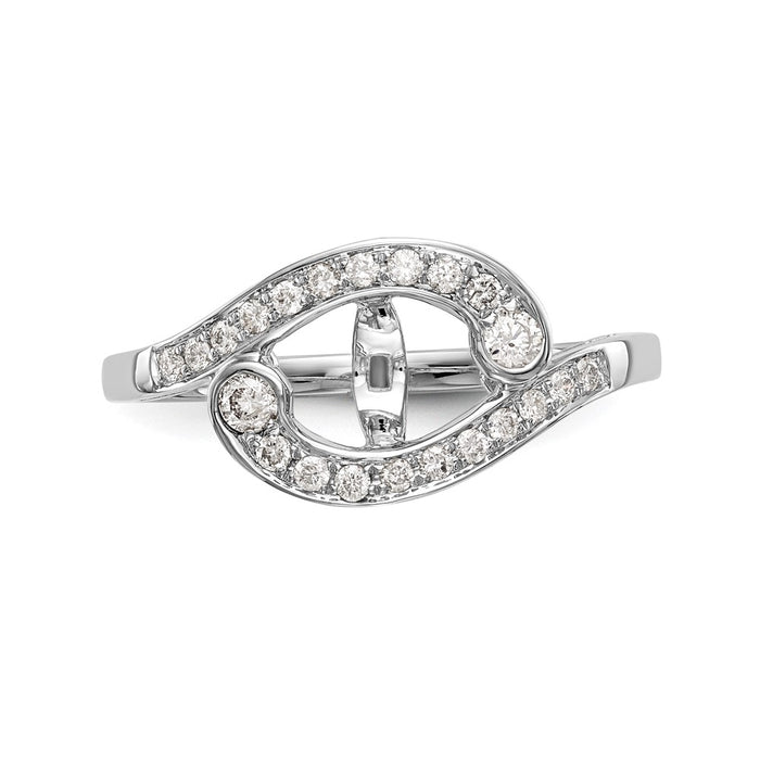 Buy 14K White Gold Bypass Engagement Ring - Stylish 1/4 Carat Diamond Semi-Mount-4