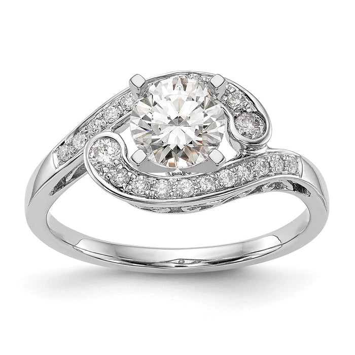 Buy 14K White Gold Bypass Engagement Ring - Stylish 1/4 Carat Diamond Semi-Mount-1
