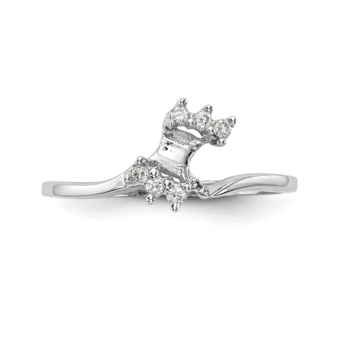 Buy 14K White Gold Contoured Wedding Band with 1/20 Carat Diamond Accents - Stylish!-4