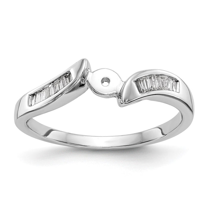 Buy Stylish 14K White Gold Bypass Engagement Ring with 1/8 Carat Diamonds-8