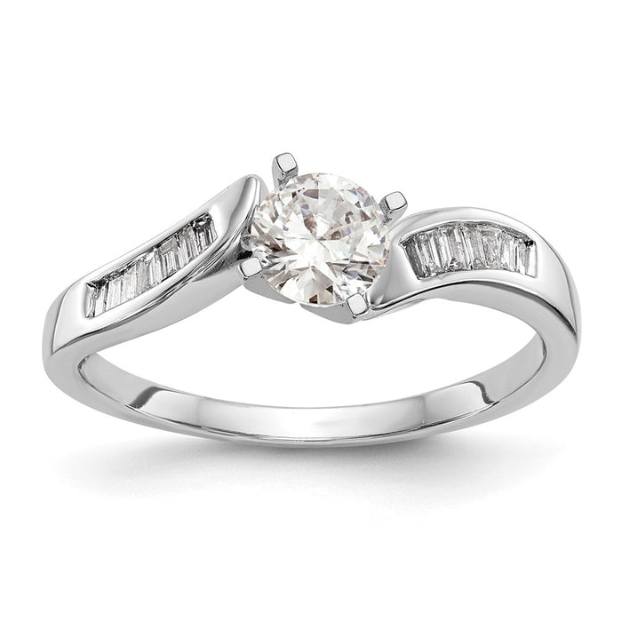 Buy Stylish 14K White Gold Bypass Engagement Ring with 1/8 Carat Diamonds-1