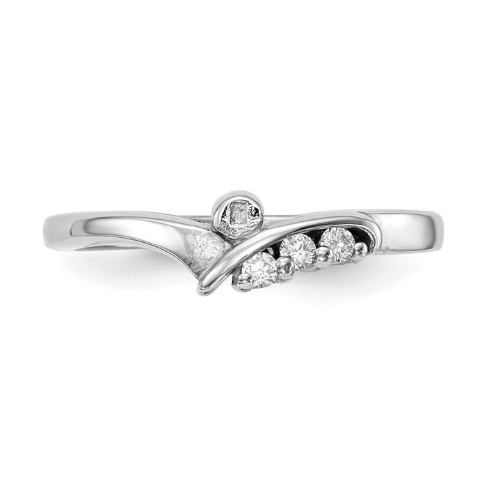 Buy Stylish 14K White Gold Bypass Engagement Ring with 1/20 Carat Diamond-4