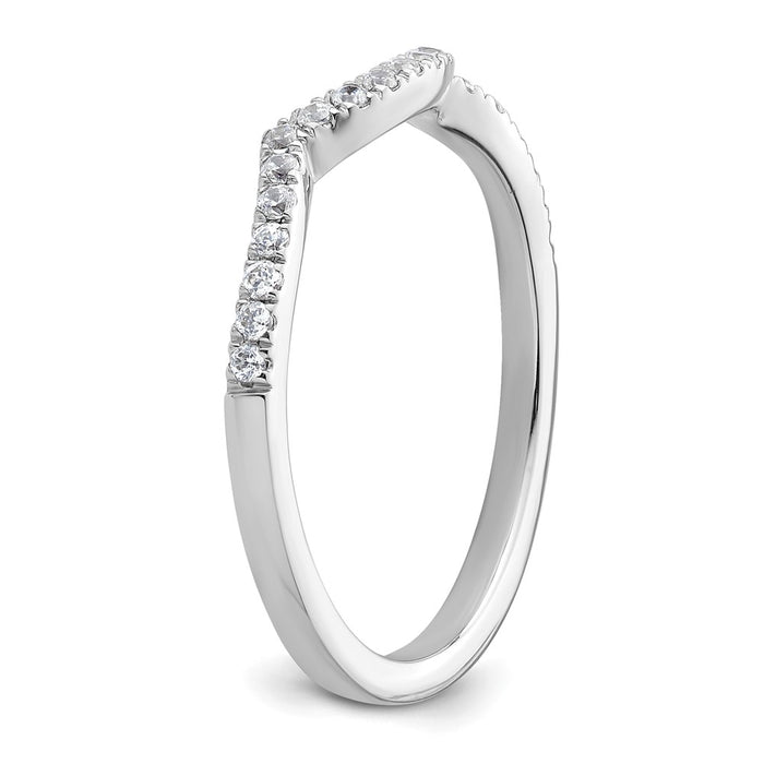Order Stylish 14K White Gold Contoured Wedding Band with 1/6 Carat Diamond-6