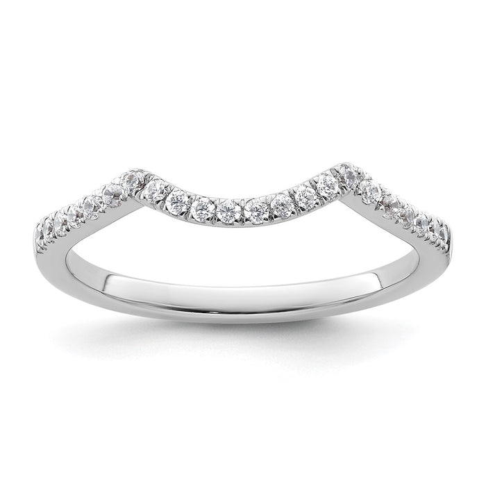 Order Stylish 14K White Gold Contoured Wedding Band with 1/6 Carat Diamond-1