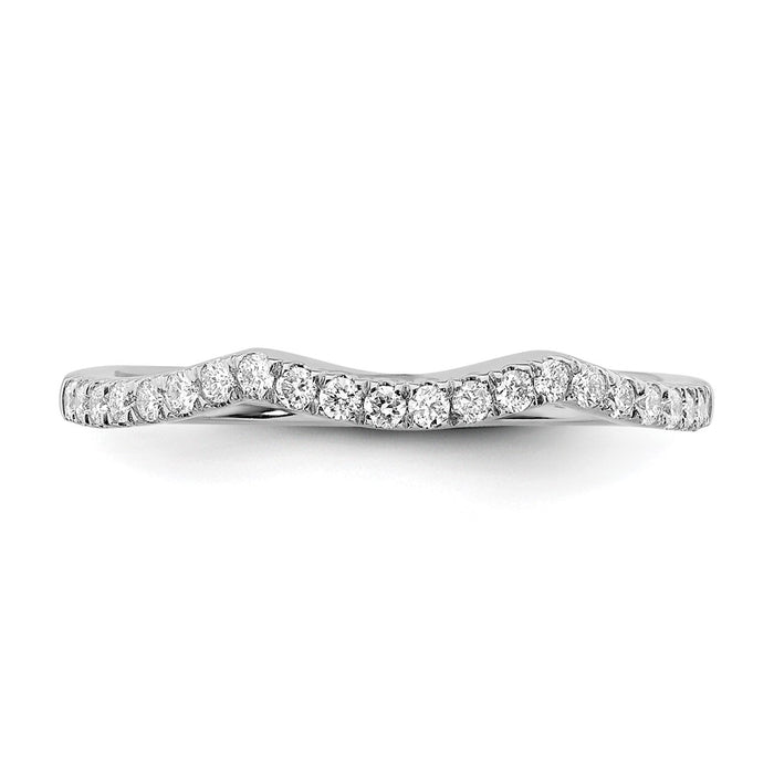 Buy Stylish 14K White Gold Contoured Wedding Band with 1/5 Carat Diamonds-4