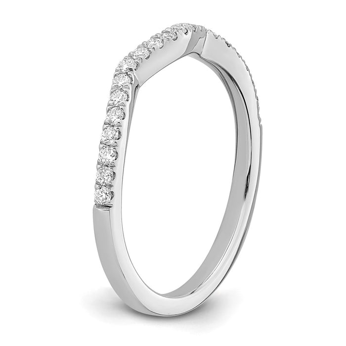 Buy Stylish 14K White Gold Contoured Wedding Band with 1/5 Carat Diamonds-6