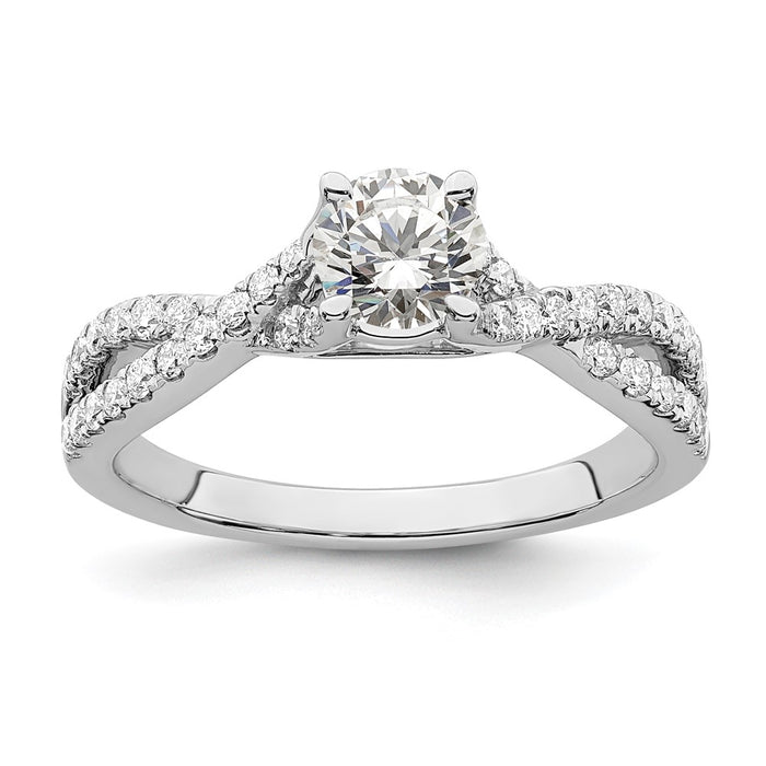 Buy Exclusive 14K White Gold Criss-Cross Engagement Ring, 1/2 Carat Center & 1/3 Carat Accents-1