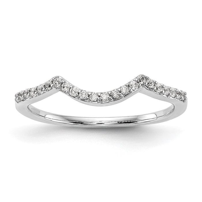 Buy Stylish 14K White Gold Contoured Wedding Band with 1/8 Carat Diamonds-1
