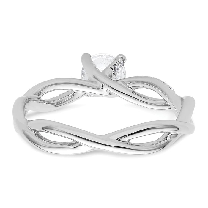 Buy Stylish 14K White Gold Criss-Cross Engagement Ring with 1/2 Carat Center-5
