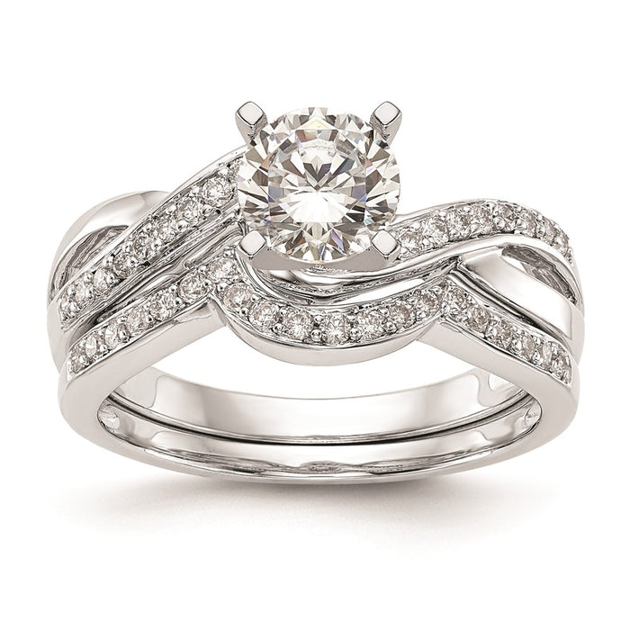 Exclusive 14K White Gold Criss-Cross Engagement Ring Setting - Stylish Design-7