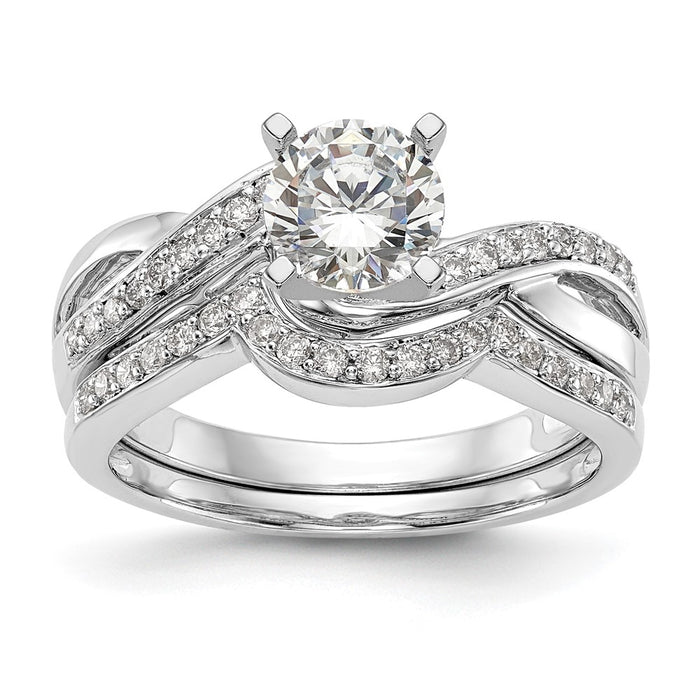 Buy Stylish 14K White Gold Criss-Cross Semi-Mount Ring with 1/6 Carat Diamond-7