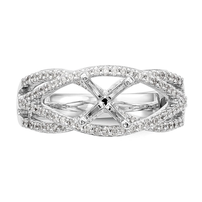 Buy Stylish 14K White Gold Criss-Cross Engagement Ring with 3/8 Carat Diamond-4