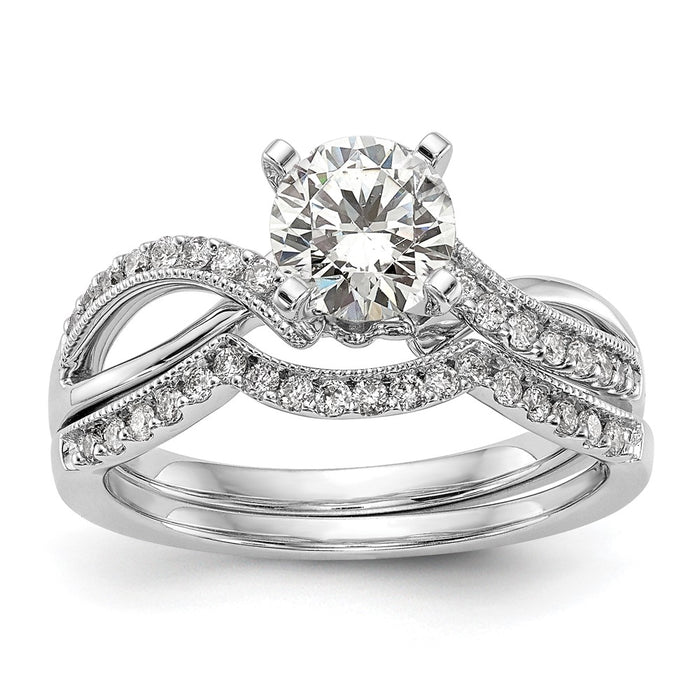Exclusive 14K White Gold Criss-Cross Engagement Ring, 1/6 Carat Diamond - Stylish Value-7