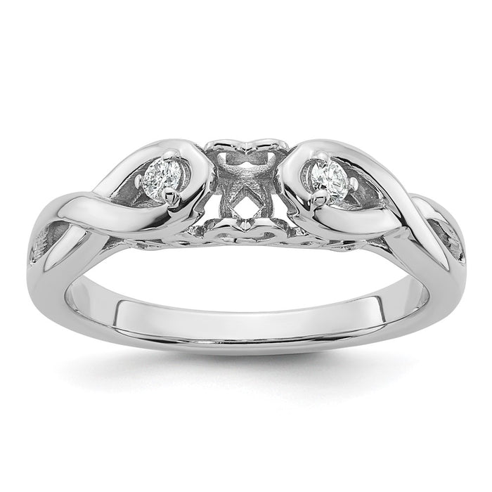 14K White Gold Infinity Engagement Ring, 1/20 Carat Diamond Semi-Mount-1