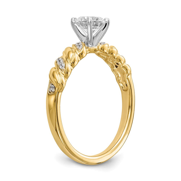 Buy 14K Gold Twist Peg Semi-Mount Engagement Ring with 1/20 Carat Diamond - Luxury Value-6