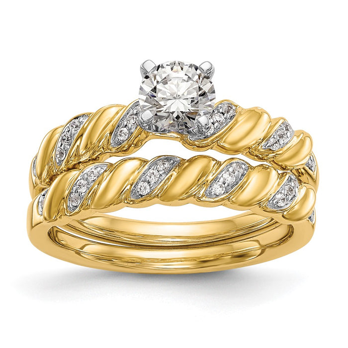 Buy 14K Gold Twist Peg Semi-Mount Engagement Ring with 1/20 Carat Diamond - Luxury Value-7