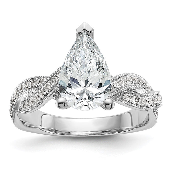 Exclusive 14K White Gold Criss-Cross Engagement Ring Setting - Stylish Design-8