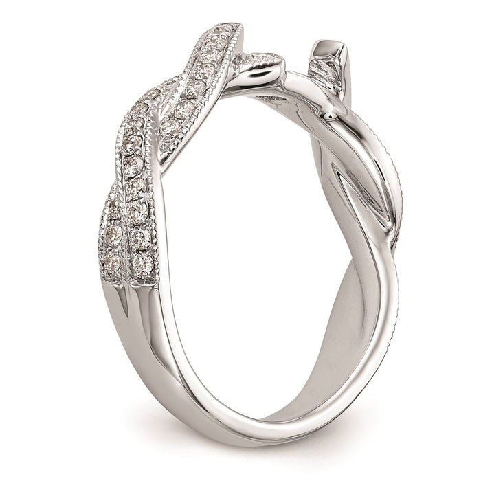 Exclusive 14K White Gold Criss-Cross Engagement Ring Setting - Stylish Design-6