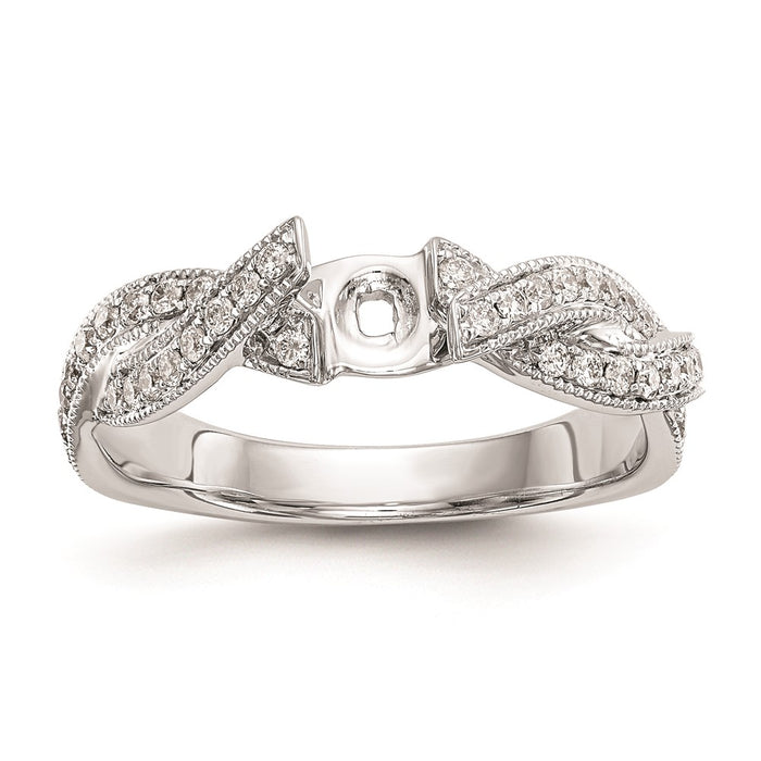 Exclusive 14K White Gold Criss-Cross Engagement Ring Setting - Stylish Design-7