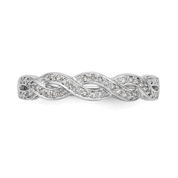 Exclusive 14K White Gold Criss-Cross Diamond Wedding Band, 1/8 Carat Value-4
