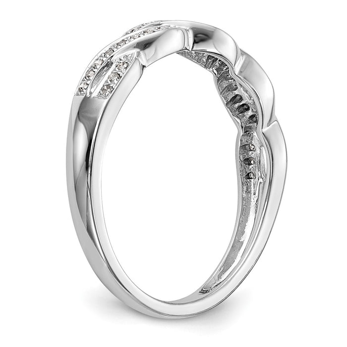 Exclusive 14K White Gold Criss-Cross Diamond Wedding Band, 1/8 Carat Value-6
