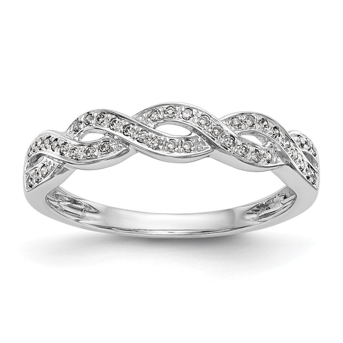Exclusive 14K White Gold Criss-Cross Diamond Wedding Band, 1/8 Carat Value-1