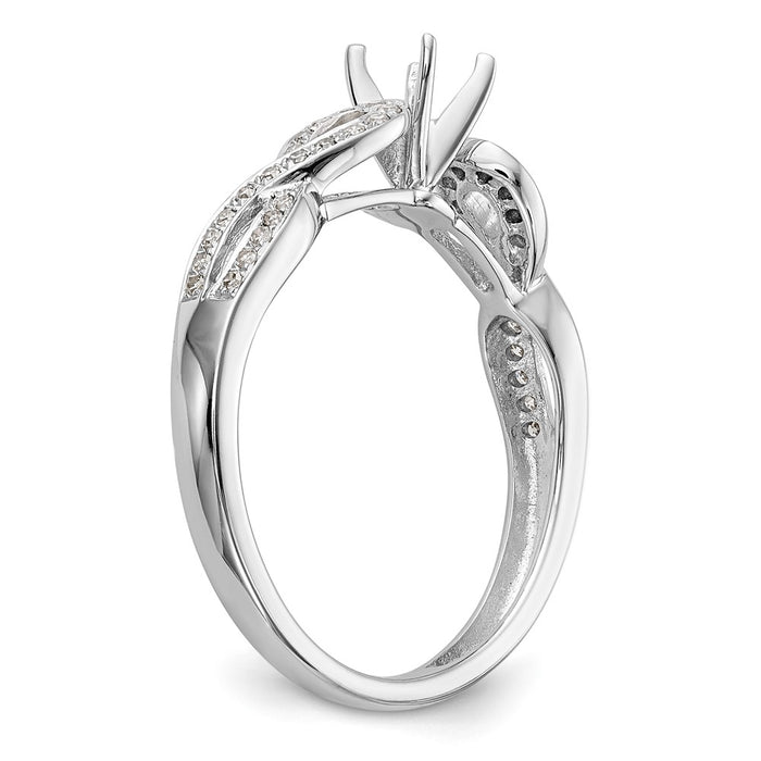 Buy Stylish 14K White Gold Criss-Cross Engagement Ring with 1/8 Carat Diamond-6