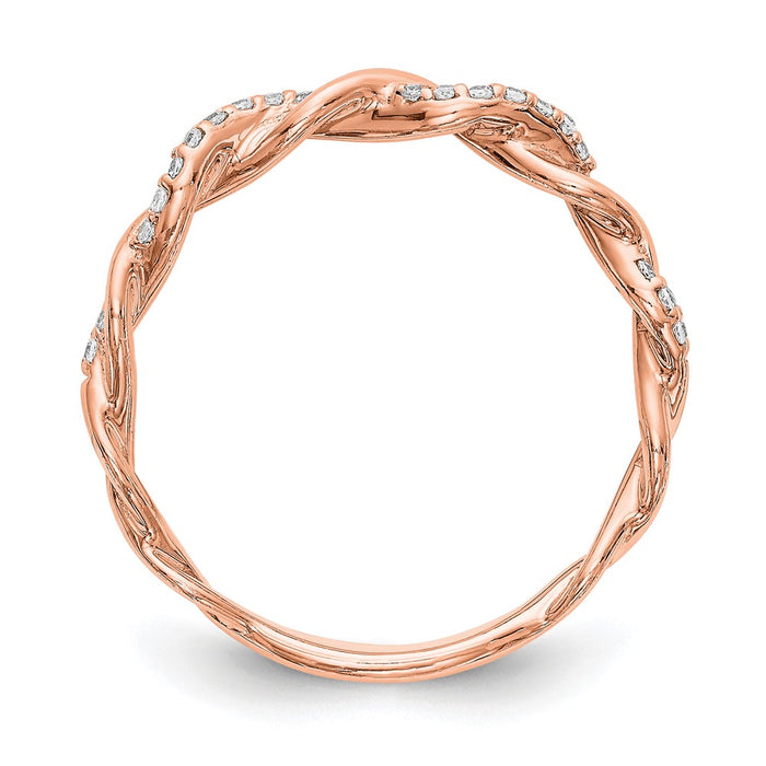 Buy Exclusive 14K Rose Gold Criss-Cross Diamond Wedding Band, 1/8 CT-2