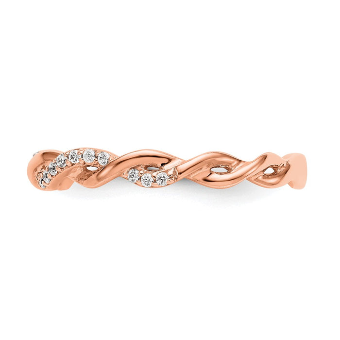 Buy Exclusive 14K Rose Gold Criss-Cross Diamond Wedding Band, 1/8 CT-3