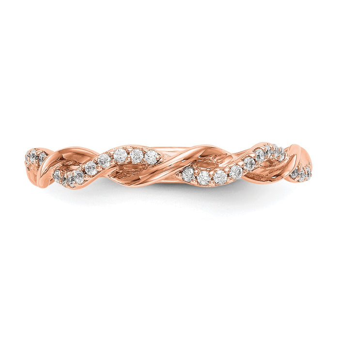 Buy Exclusive 14K Rose Gold Criss-Cross Diamond Wedding Band, 1/8 CT-4