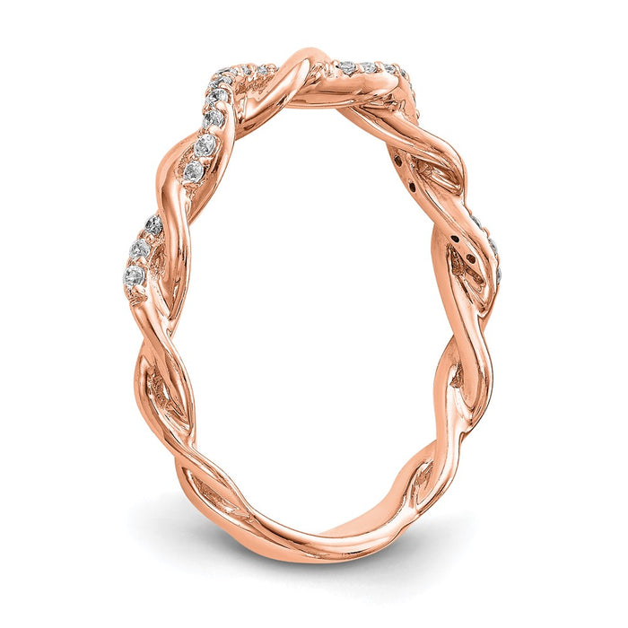 Buy Exclusive 14K Rose Gold Criss-Cross Diamond Wedding Band, 1/8 CT-6