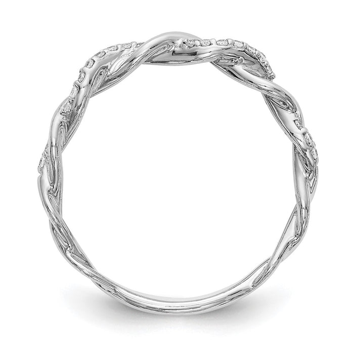 Buy Stylish 14K White Gold Criss-Cross Diamond Wedding Band, 1/8 Carat-2