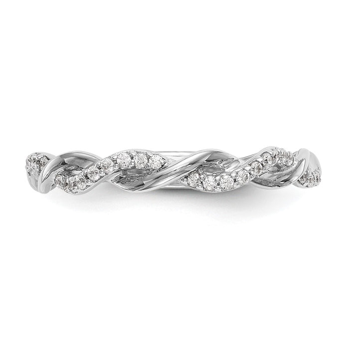 Buy Stylish 14K White Gold Criss-Cross Diamond Wedding Band, 1/8 Carat-4