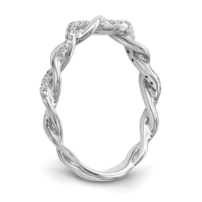 Buy Stylish 14K White Gold Criss-Cross Diamond Wedding Band, 1/8 Carat-6