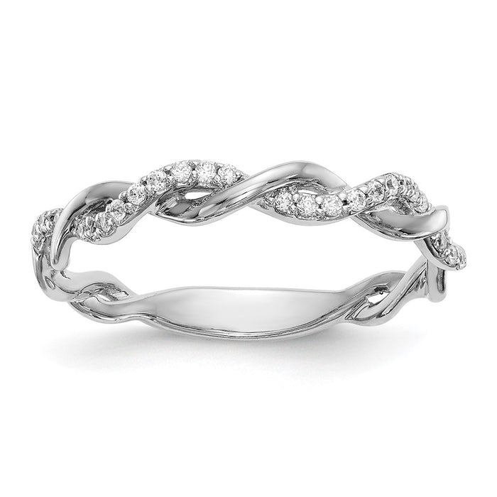 Buy Stylish 14K White Gold Criss-Cross Diamond Wedding Band, 1/8 Carat-1