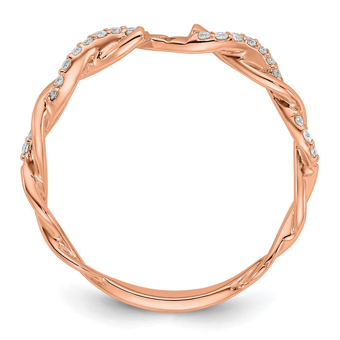 Buy Stylish 14K Rose Gold Criss-Cross Diamond Engagement Ring - 1/10 Carat-2