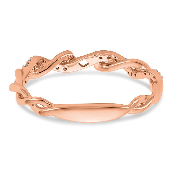 Buy Stylish 14K Rose Gold Criss-Cross Diamond Engagement Ring - 1/10 Carat-5