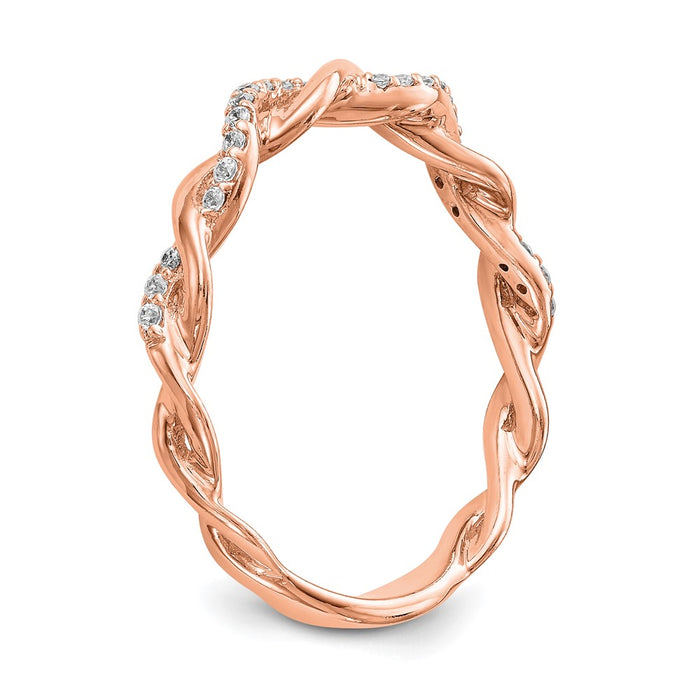 Buy Stylish 14K Rose Gold Criss-Cross Diamond Engagement Ring - 1/10 Carat-6