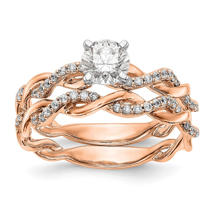 Buy Stylish 14K Rose Gold Criss-Cross Diamond Engagement Ring - 1/10 Carat-7