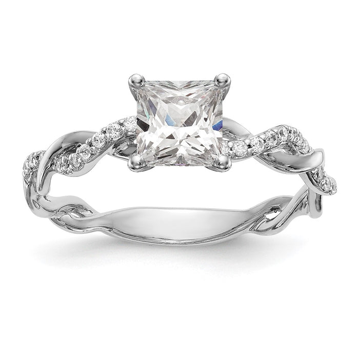 Buy 14K White Gold Criss-Cross Engagement Ring with 1/10 Carat Diamond Luxury-8