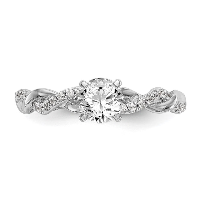 Buy 14K White Gold Criss-Cross Engagement Ring with 1/10 Carat Diamond Luxury-4