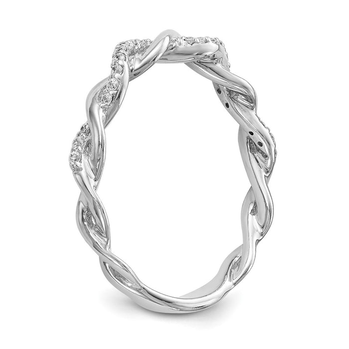 Buy 14K White Gold Criss-Cross Engagement Ring with 1/10 Carat Diamond Luxury-6