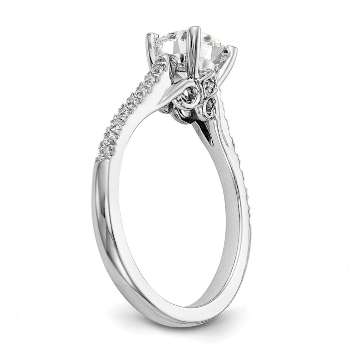 Exclusive 14K White Gold Semi-Mount Engagement Ring, 1 Carat Round, Stylish Design-6