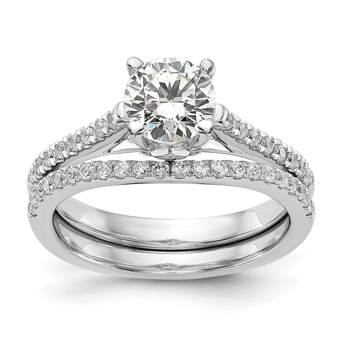 Exclusive 14K White Gold Semi-Mount Engagement Ring, 1 Carat Round, Stylish Design-7