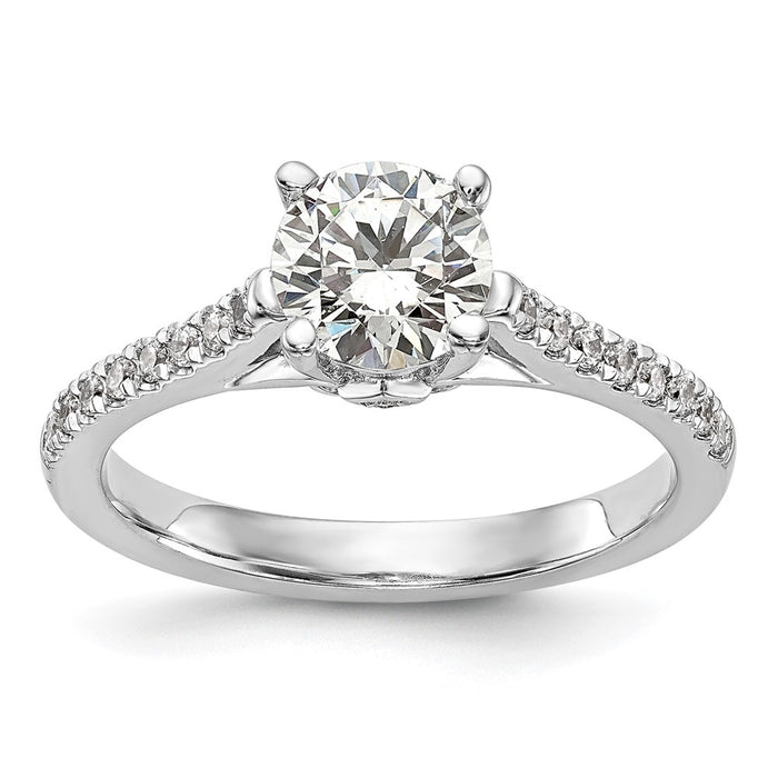 Exclusive 14K White Gold Semi-Mount Engagement Ring, 1 Carat Round, Stylish Design-1