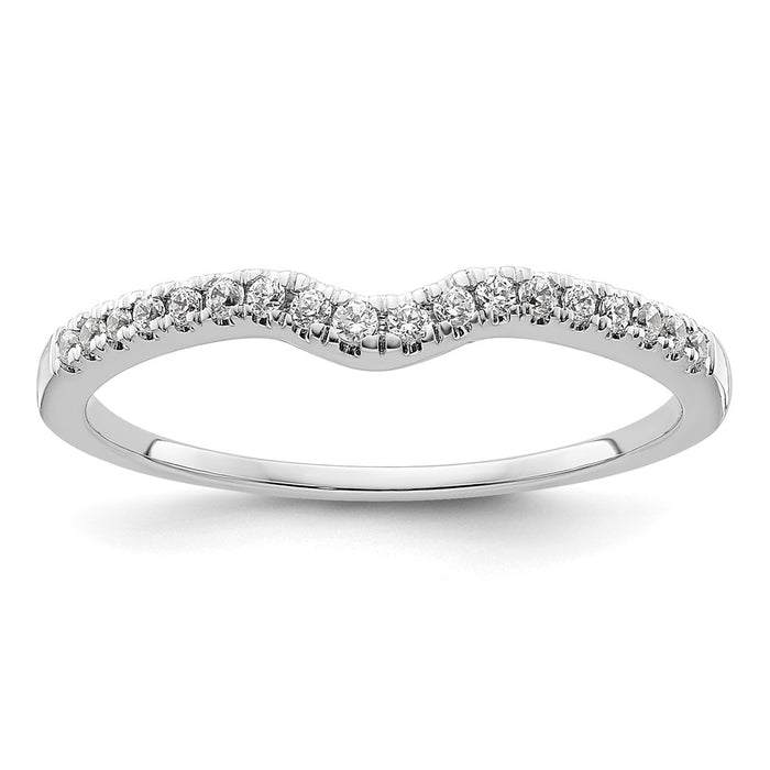 Buy 14K White Gold Contoured Wedding Band with 1/8 Carat Diamonds - Stylish Value!-1