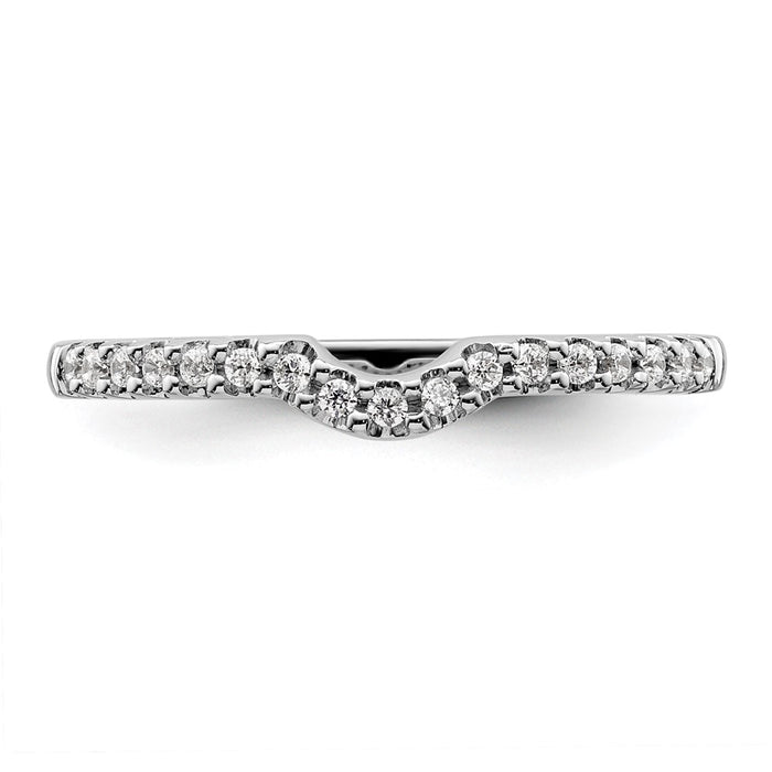 Buy Stylish 14K White Gold Contoured Wedding Band with 1/8 Carat Diamonds-4