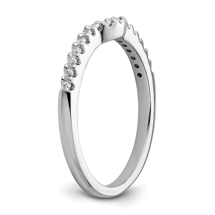 Buy Stylish 14K White Gold Contoured Wedding Band with 1/8 Carat Diamonds-6
